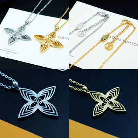 Louis Vuitton LV hollow flower and letter spike flower necklace-3805  